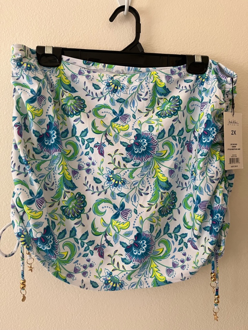 NWT Nicole Miller Floral Print Swimsuit Bottoms With Attached Skirt 2X
